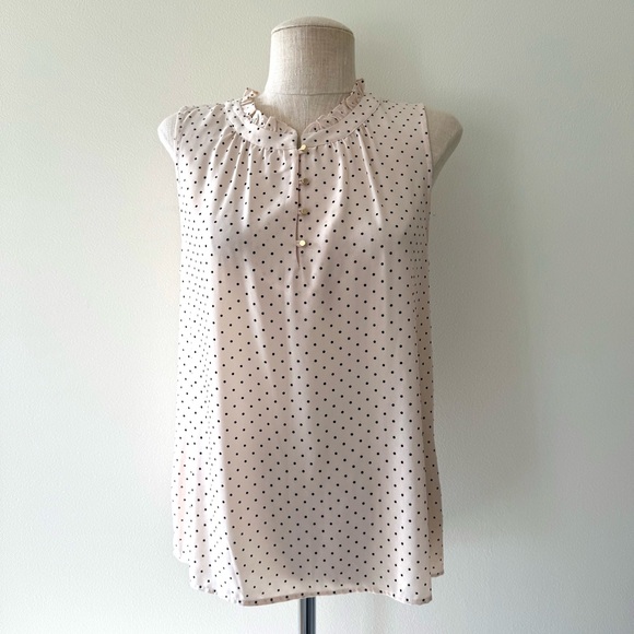 41 Hawthorn Prinsloo Pale Pink Polka Dot Ruffle Feminine Sleeveless Blouse - Picture 4 of 11